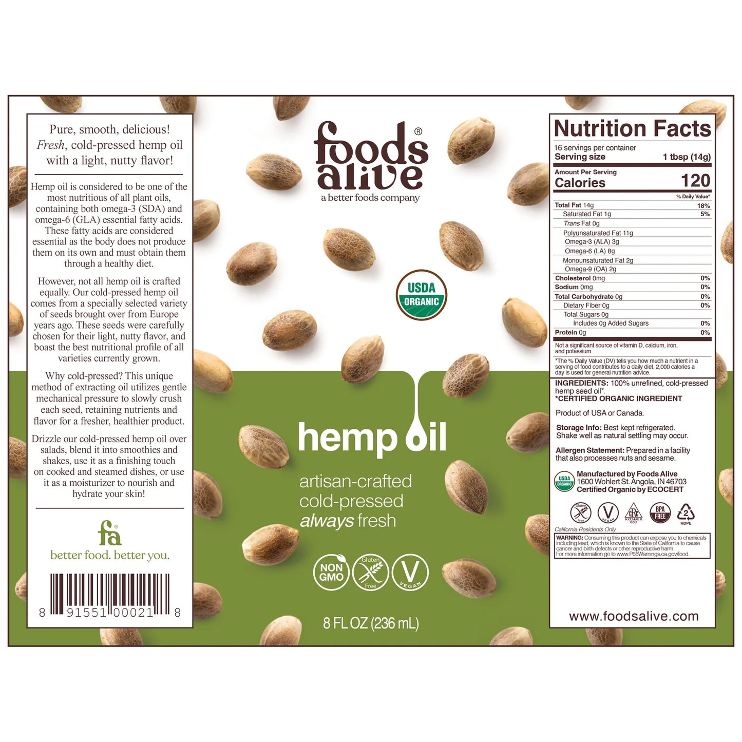Organic Hemp Seed Oil