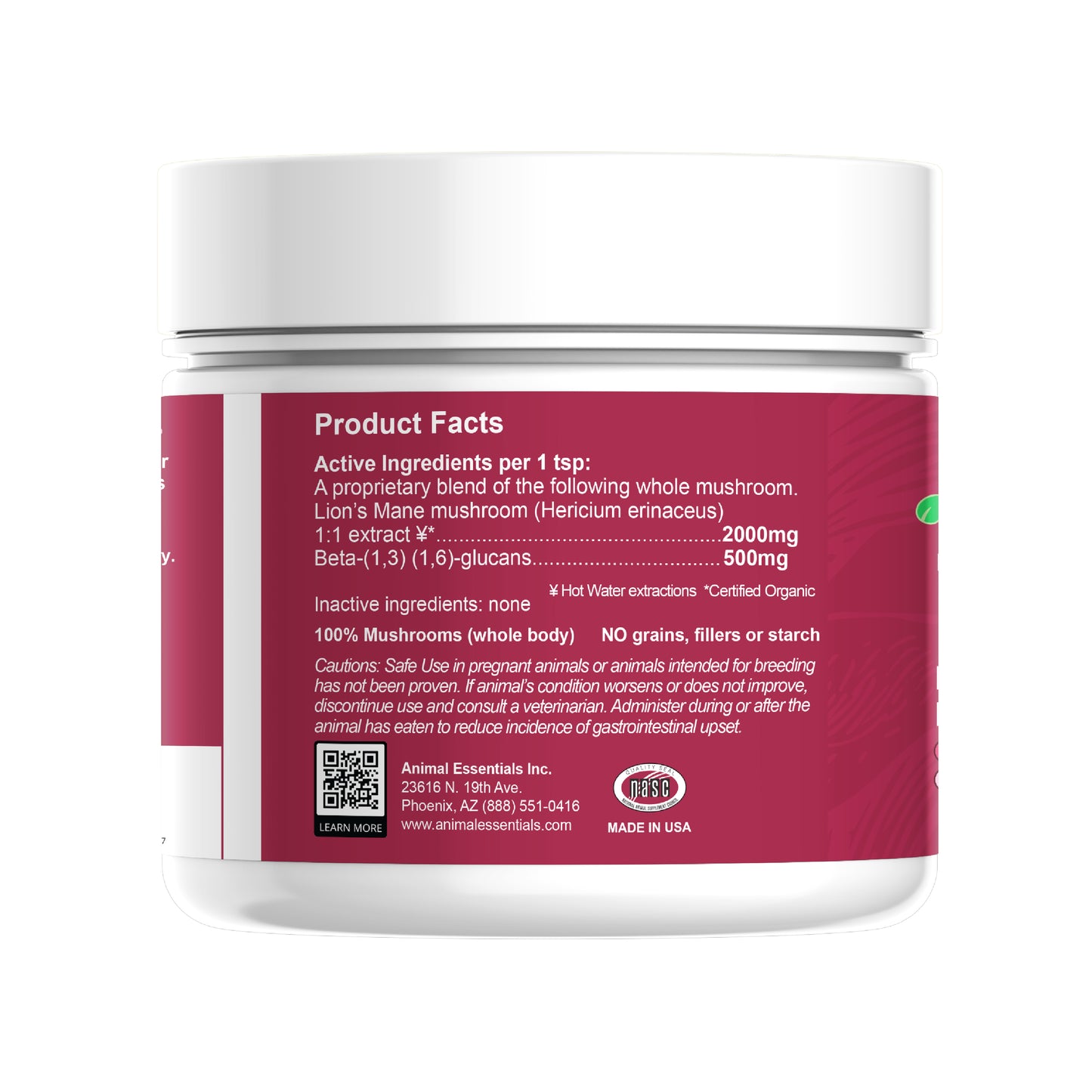 FOCUS Lion's Mane mushroom powder extract for Dogs & Cats