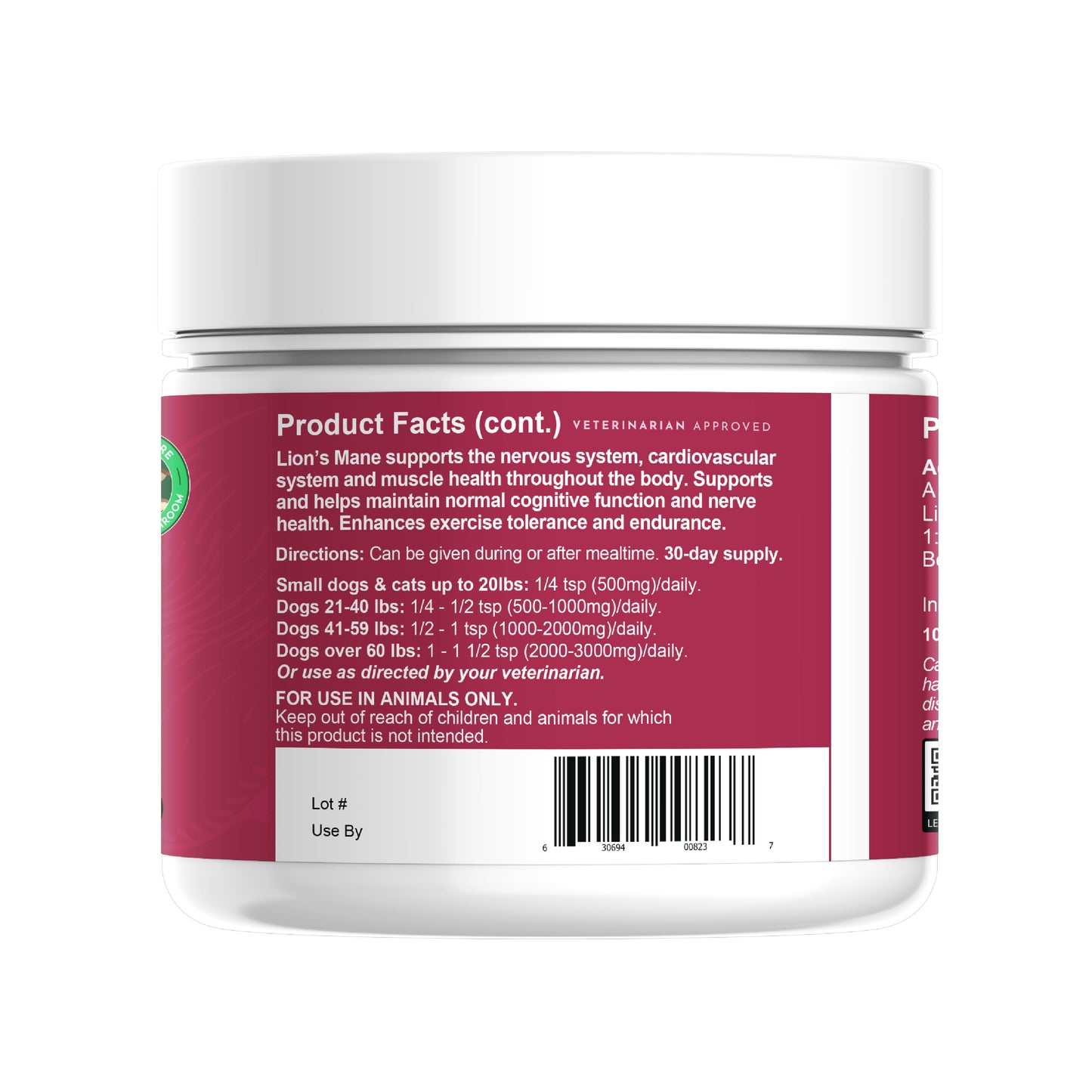 FOCUS Lion's Mane mushroom powder extract for Dogs & Cats