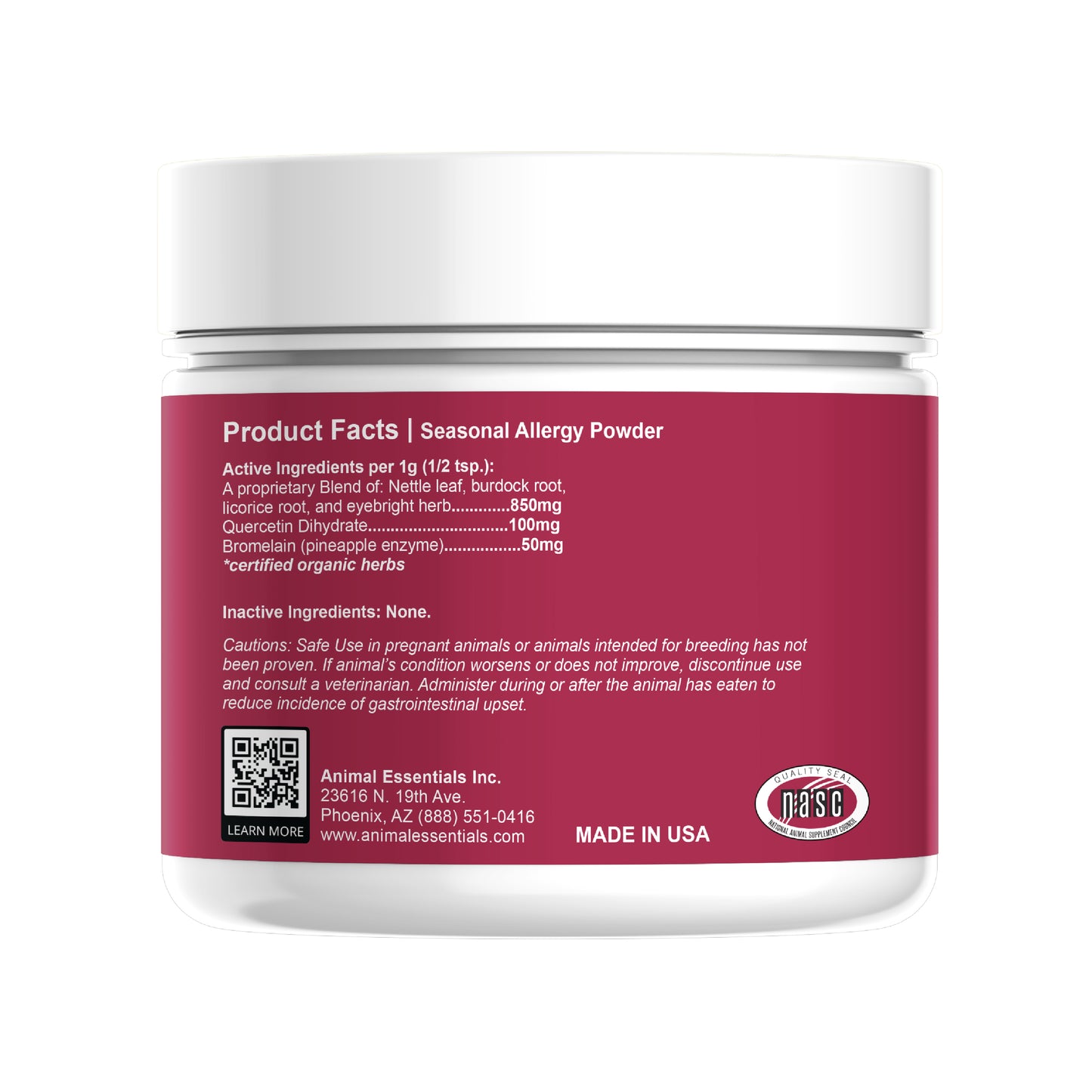 Seasonal Allergy + Quercetin herbal Support powder for Dogs and Cats