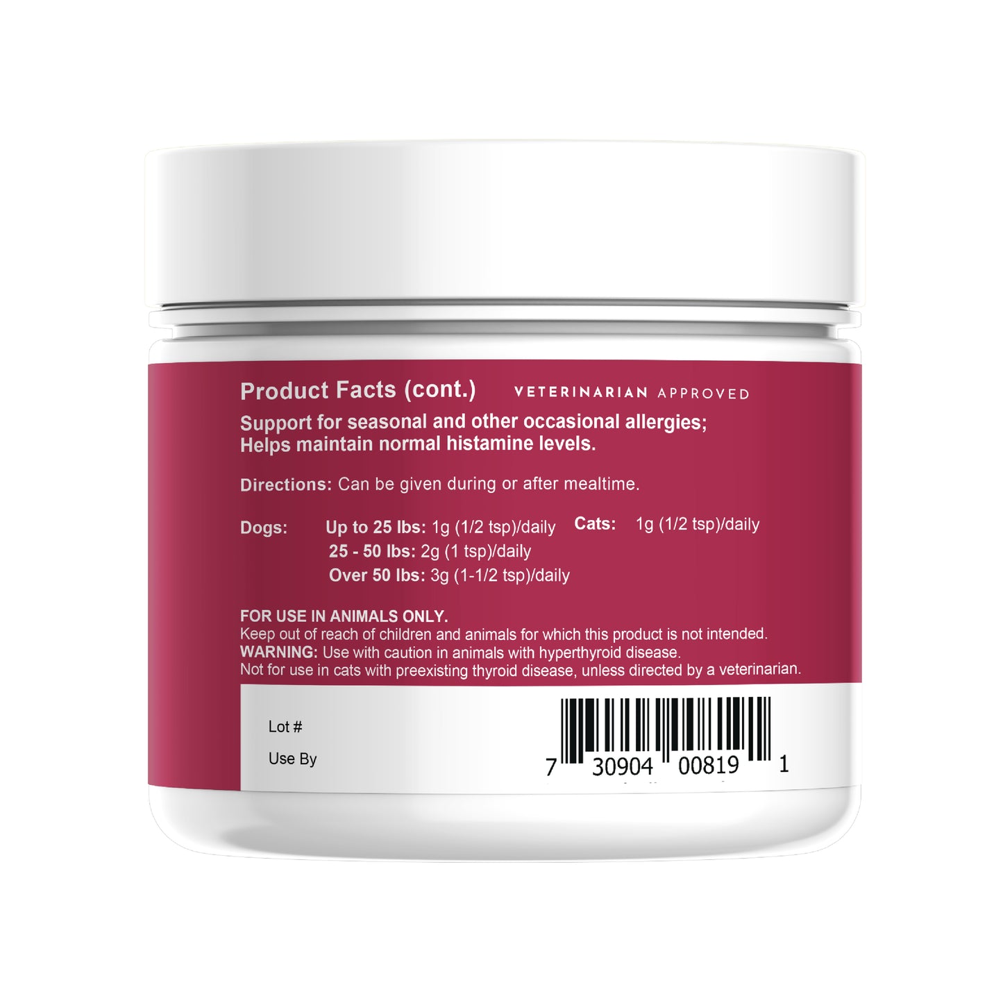 Seasonal Allergy + Quercetin herbal Support powder for Dogs and Cats