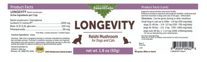 LONGEVITY - Reishi mushroom powder extract for Dogs & Cats
