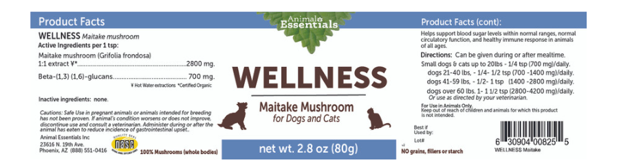 WELLNESS Maitake mushroom powder extract for Dogs & Cats